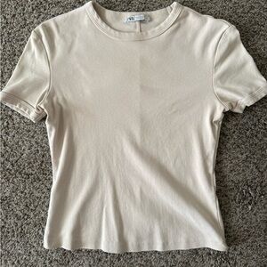Zara Beige Short Sleeve Tee